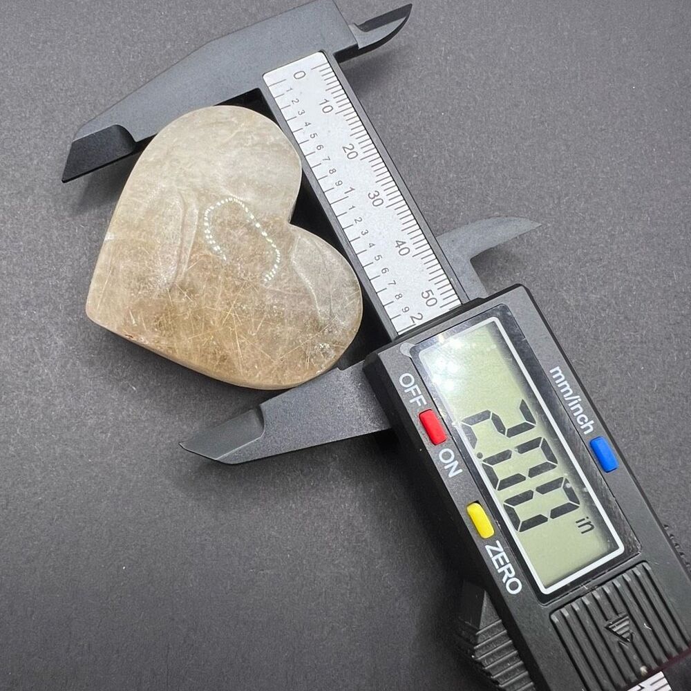 Golden Rutilated Clear Quartz‎ Heart (#3) - Picture 9 of 12